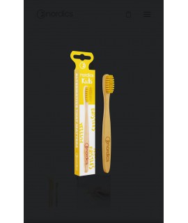 Kids bamboo toothbrush yellow